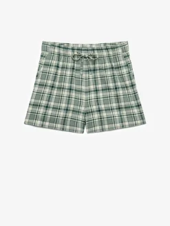 Superdry Green Check Cotton Elastic Shorts Clearance