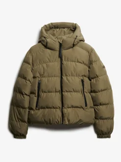 Superdry Green Hooded Sports Puffer Jacket Discount