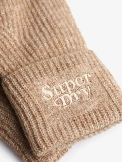 Superdry Soft Rib Knit Gloves Toasted Coconut Brown Outlet