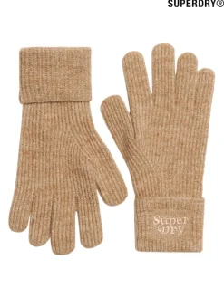 Superdry Soft Rib Knit Gloves Toasted Coconut Brown Outlet