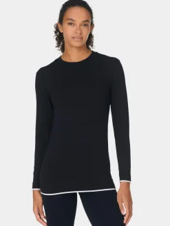 Sweaty Betty Black Modal Crew Neck Base Layer Top Sale