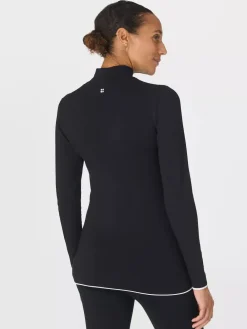 Sweaty Betty Black Modal High Neck Base Layer Top Hot