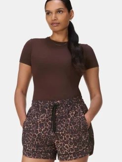 Sweaty Betty Brown Explorer Track Piped Short New