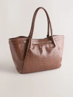 Next Tan Brown Belted Croc Shoulder Bag