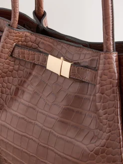Next Tan Brown Belted Croc Shoulder Bag