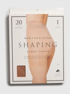 Next Bum/Tum/Thigh Gloss Shaping 20 Denier Tights Tan Brown Hot