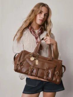 Next Charm Buckle Hand Held Bag Tan Brown Sale