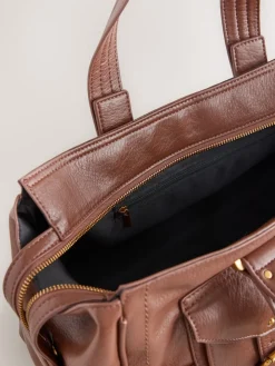 Next Charm Buckle Hand Held Bag Tan Brown Sale