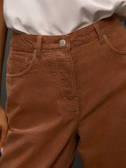 Next Cord Wide Leg Trousers Tan Brown New