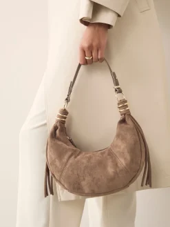 Next Tan Brown Faux Suede Sling Shoulder Bag Discount