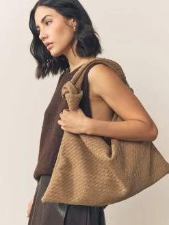 Next Tan Brown Faux Suede Weave Shoulder Bag