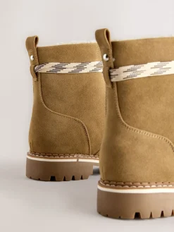 Next Tan Brown Forever Comfort® Faux Fur Lined Lace-Up Boots Clearance