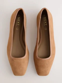 Next Tan Brown Forever Comfort® Leather Square Toe Ballerina Shoes Online