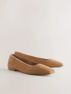 Next Tan Brown Forever Comfort® Leather Square Toe Ballerina Shoes Online