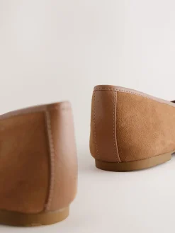Next Tan Brown Forever Comfort® Leather Square Toe Ballerina Shoes Online