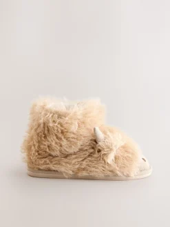 Next Tan Brown Hamish Cow Faux Fur Boot Slippers