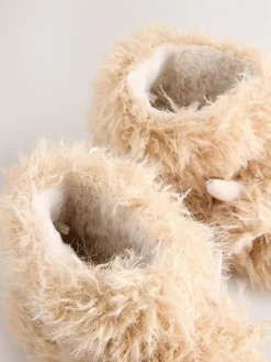 Next Tan Brown Hamish Cow Faux Fur Boot Slippers