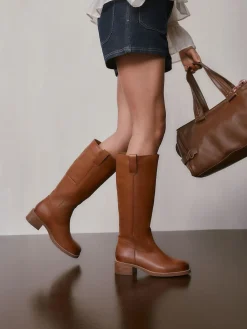 Next Forever Comfort® Knee High Pull On Boots Tan Brown Leather