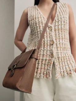 Next Leather Pocket Messenger Bag Tan Brown Best