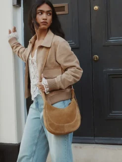 Next Tan Brown Leather Scoop Cross Body Bag Sale