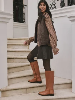 Next Standard/Wide Fit Forever Comfort® Flat Riding Boots Tan Brown Leather