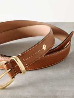 Next N. Premium Made In Italy Mid Width Belt Tan Brown Clearance