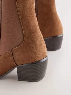 Next Standard/Wide Fit Chelsea Style Western Cowboy Boots Tan Brown Best