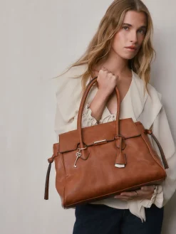Next Tan Brown Structured Tote Bag Sale