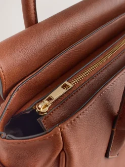 Next Tan Brown Structured Tote Bag Sale