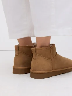 Next Extra Wide Fit Water Repellent Faux Fur Ankle Boots Tan Brown Suede Outlet