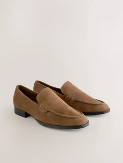 Next Suede Round Toe Clean Loafers Tan Brown