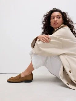 Next Suede Round Toe Clean Loafers Tan Brown