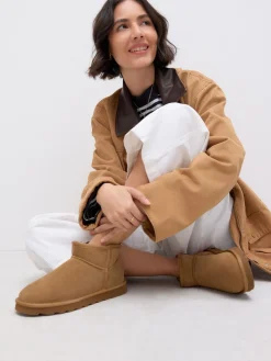 Next Standard/Wide Fit Water Repellent Faux Fur Ankle Boots Tan Brown Suede Discount