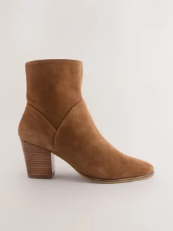 Next Western Block Heel Ankle Boots Tan Brown Suede Clearance