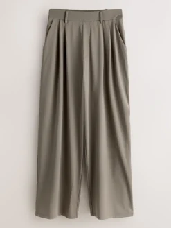 Next N. Premium Wide Leg Tailored Jersey Trousers Taupe Brown Outlet