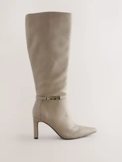 Next Forever Comfort® Knee High Hardware Trim Heeled Boots Taupe Best