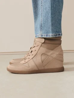 Next Forever Comfort® Lace Up Wedge Trainers Taupe Discount
