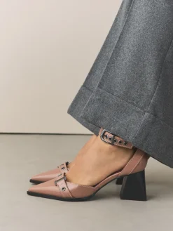 Next Forever Comfort® Point Toe Buckle Block Heels Taupe