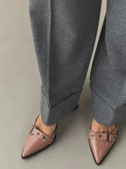 Next Forever Comfort® Point Toe Buckle Block Heels Taupe