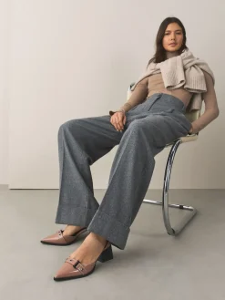 Next Forever Comfort® Point Toe Buckle Block Heels Taupe