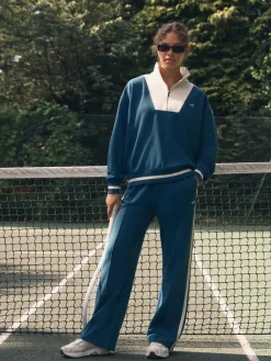 self. Half Zip Sweatshirt Teal Blue Best