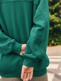 Next Relaxed Fit Heavyweight Longline Crew Neck Sweatshirt Teal Blue Discount