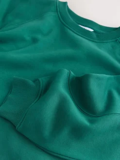 Next Relaxed Fit Heavyweight Longline Crew Neck Sweatshirt Teal Blue Discount