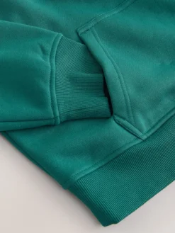 Next Relaxed Fit Heavyweight Cotton Rich Jersey Zip Neck Sweatshirt Teal Blue Discount