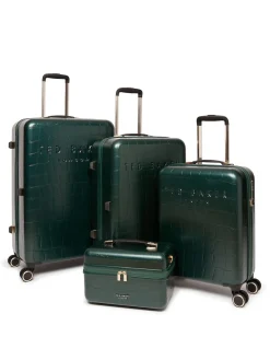 Ted Baker Icon Case Croc Large Suitcase Green Discount