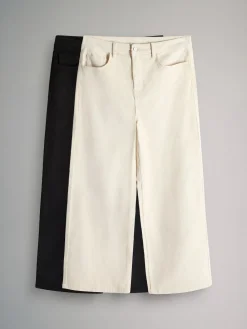 The Set 2 Pack Cord Wide Leg Jeans Cream/Black Best