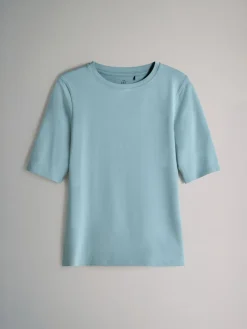 The Set 4 Pack Crew Neck Half Sleeve T-Shirts Blue/Light Blue/Cream/White