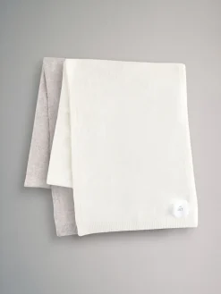 The Set 2 Pack Fine Knit Scarf Set Oatmeal/Cream Clearance