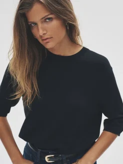 The Set 3 Pack Fine Knit T-Shirts Black/Neutral/Cream Clearance