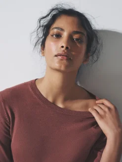 The Set 3 Pack Fine Knit T-Shirts Plum/Dark Pink/Brown Clearance